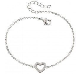 Mon-bijou - D4684 - Bracelet stretch heart and zirconia en argent 925/1000