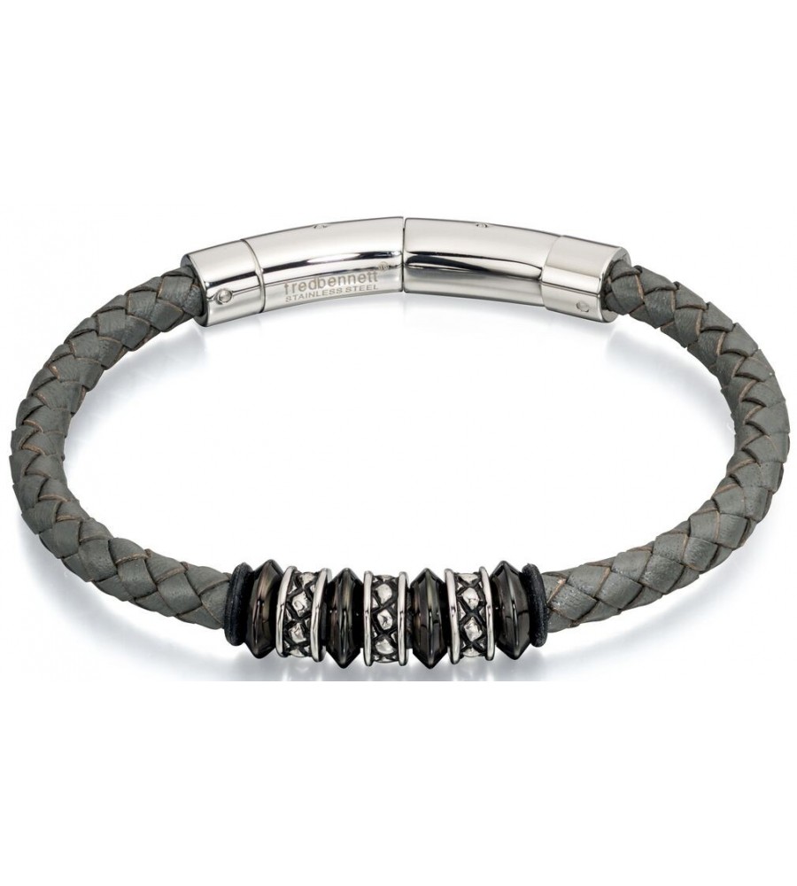 Mon-bijou - D4728c - Bracelets chic cuir en acier oxydées