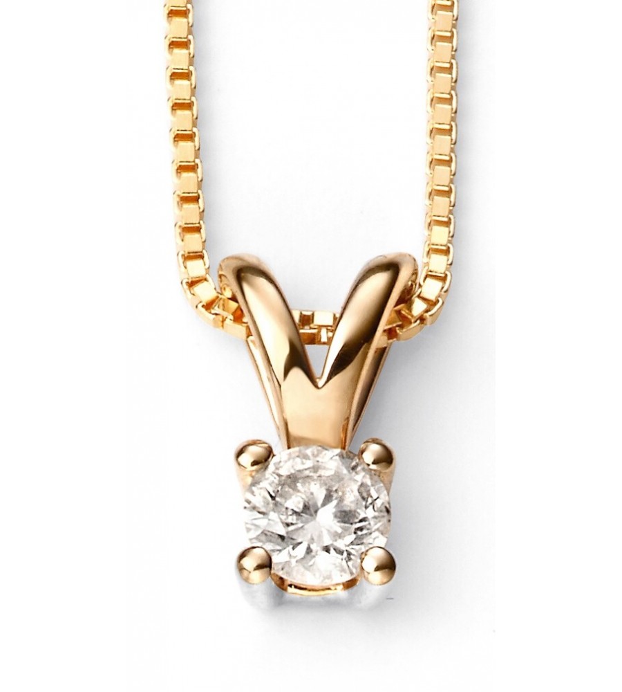 Mon-bijou - D267 - Superbe collier diamant solitaire en Or 375/1000