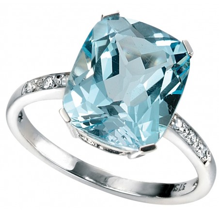 Bague Topaze bleu et Diamant 0,042 carat en or 375/1000 carat