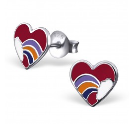 Mon-bijou - H1557 - Boucle d'oreille cœur arc en ciel en argent 925