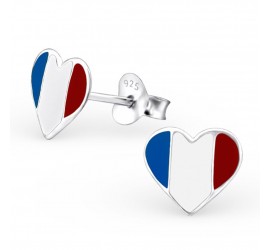 Mon-bijou - H13272 - Boucle d'oreille cœur de France en argent 925/1000