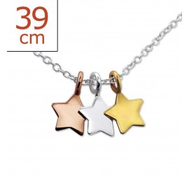Mon-bijou - H23847 - Collier trois étoiles dorés en argent 925/1000