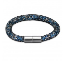 Mon-bijou - H31660 - Bracelet cristal bleu et blanc en acier inoxydable
