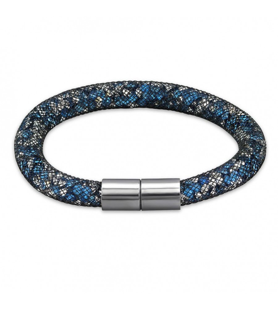 Mon-bijou - H31660 - Bracelet cristal bleu et blanc en acier inoxydable