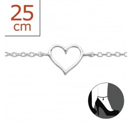 Mon-bijou - H3748 - Chaîne cheville coeur en argent 925/1000
