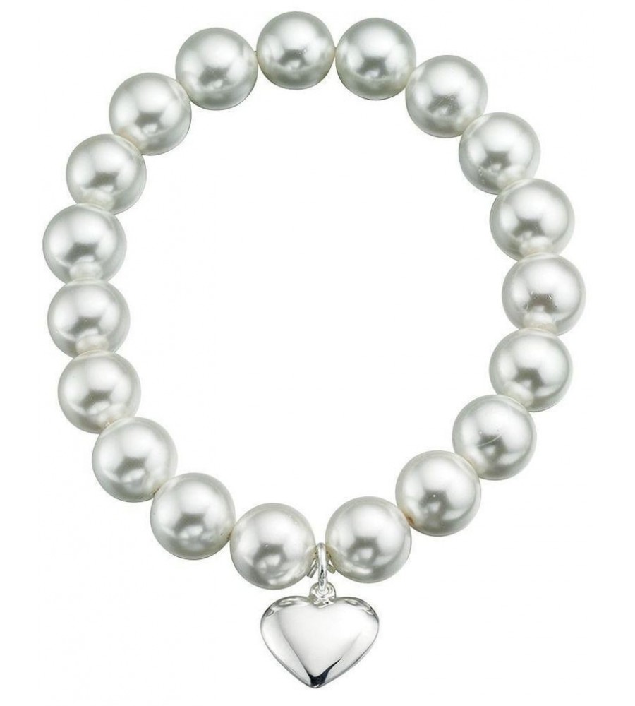 Bracelet perle d'eau douce coeur en argent 925/1000