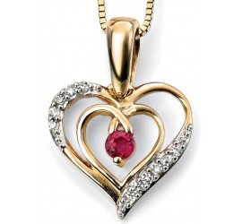 Collier coeur rubis et diamant en Or 375/1000 carats
