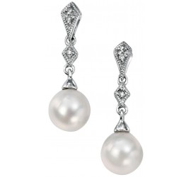 Boucle d'oreille perle et diamant en Or blanc 375/1000