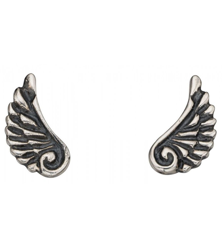 Mon-bijou - D927w - Boucle d'oreille aile d'ange en argent 925/1000