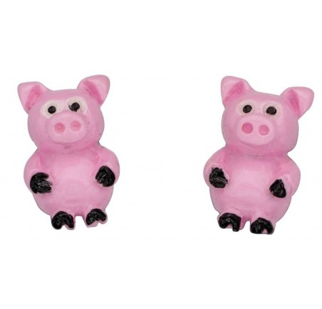 Mon-bijou - D928p - Boucle d'oreille petit cochon en argent 925/1000