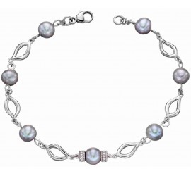 Mon-bijou - D474 - Bracelet original en perle et Or blanc 375/1000