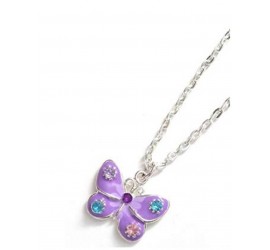 Mon-bijou - D1973-violet - Collier papillon argenté