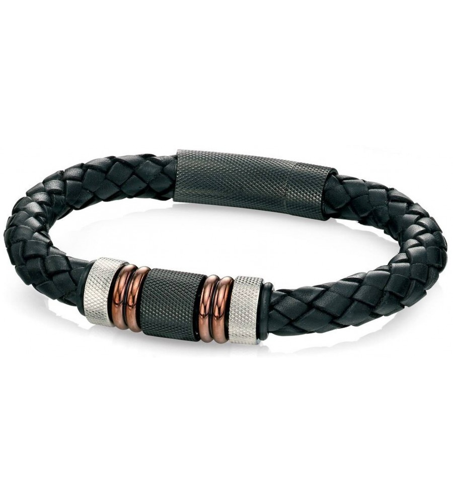 Mon-bijou - D4377 - Bracelets chic cuir plaqué Or cuivré en acier inoxydable