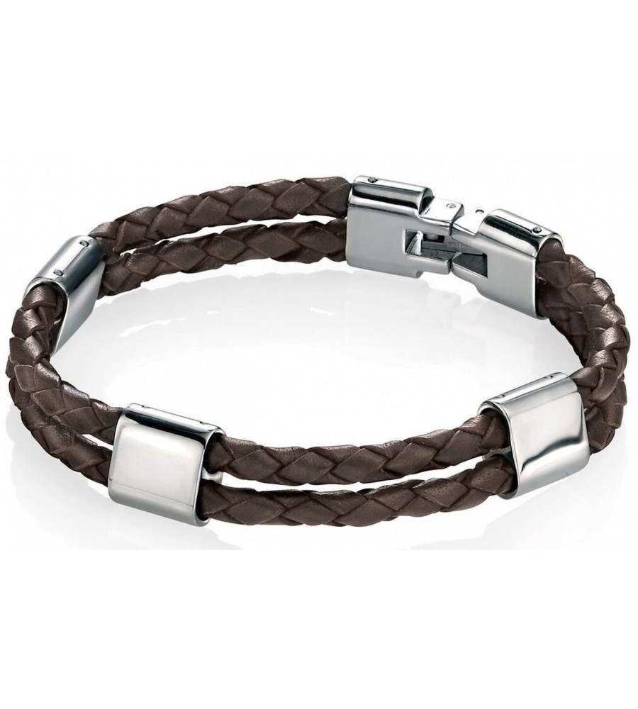 Mon-bijou - D4417c - Bracelets chic cuir en acier inoxydable