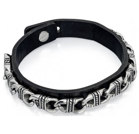 Mon-bijou - D4738 - Bracelets chic cuir en acier oxydées