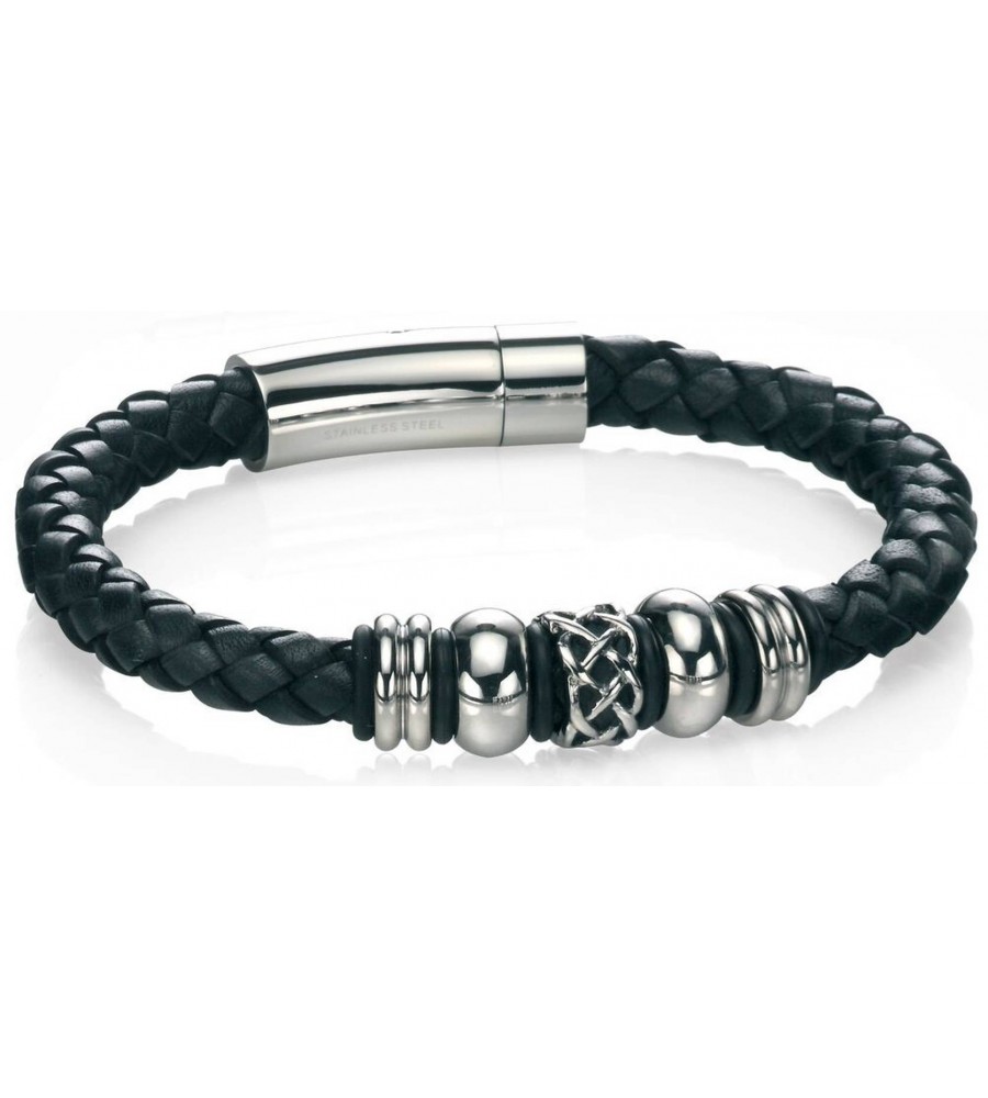 Mon-bijou - D4211 - Bracelets chic cuire en acier inoxydable