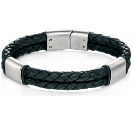 Mon-bijou - D4373 - Bracelet cuire brossé en acier inoxydable