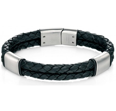 Mon-bijou - D4373 - Bracelet cuire brossé en acier inoxydable