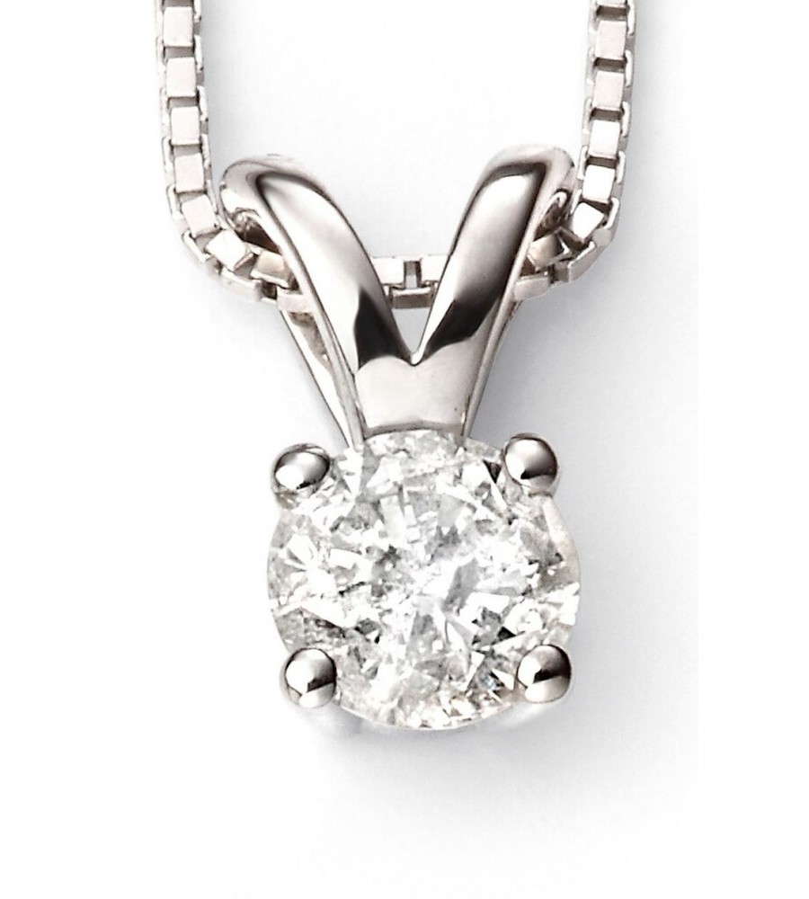 Mon-bijou - D265c - Superbe collier diamant solitaire en Or blanc 375/1000