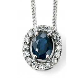 Mon-bijou - D928L - Superbe collier saphir et diamant en Or blanc 375/1000