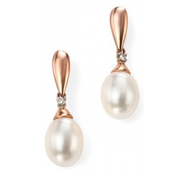 Mon-bijou - D996 - Boucle d'oreille perle et diamant en Or 375/1000