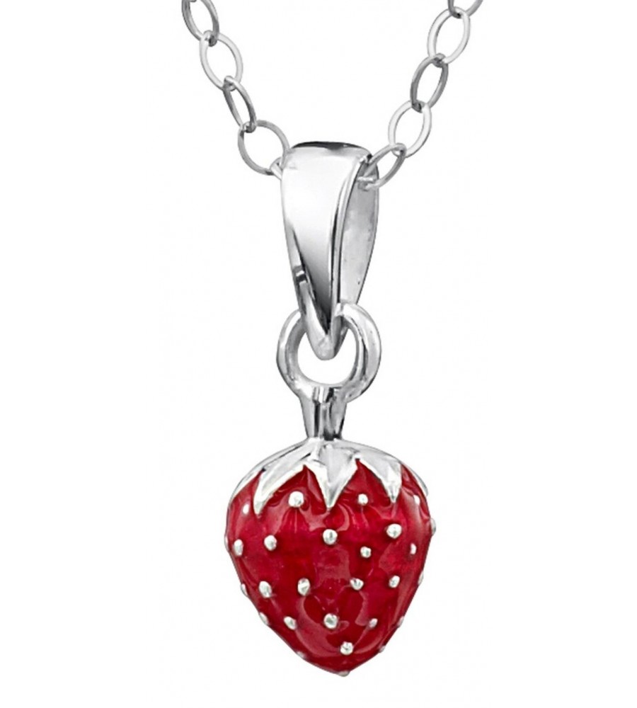 Mon-bijou - DP165 - Superbe collier fraise pour petite fille en argent 925/1000
