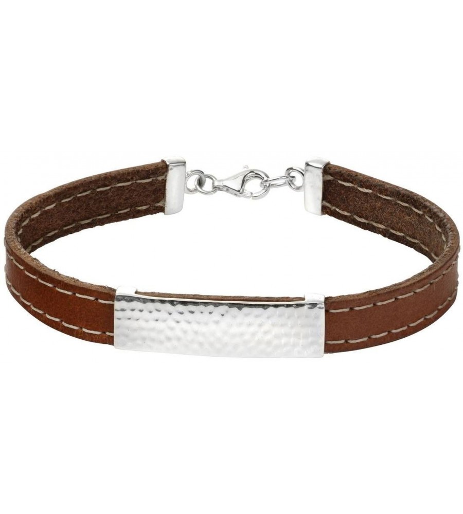 Mon-bijou - D4929 - Bracelet cuir en argent 925/1000