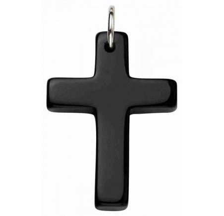 Mon-bijou - D4456 - Collier croix agate noir en argent 925/1000