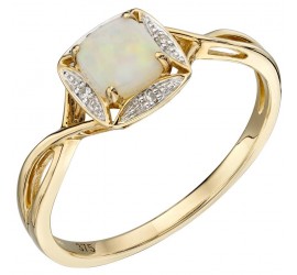 Mon-bijou - D569 - Bague opale et diamant en or 375/1000