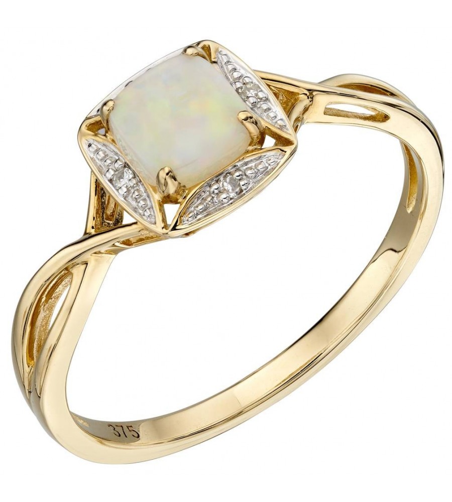 Mon-bijou - D569 - Bague opale et diamant en or 375/1000