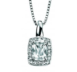 Collier topaze blanc et diamant en Or blanc 375/1000 carats