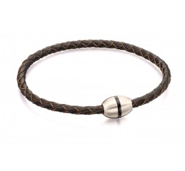 Mon-bijou - D3979a - Bracelet chic cuir en acier inoxydable