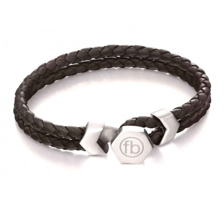 Mon-bijou - D4977 - Bracelet original acier inoxydable en cuir