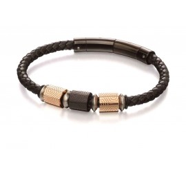 Mon-bijou - D4982 - Bracelet tendance acier inoxydable en cuir