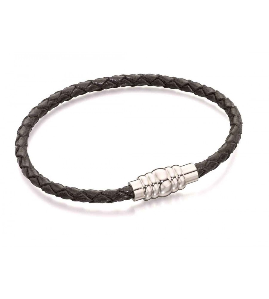 Mon-bijou - D4997 - Bracelet inoxydable en cuir