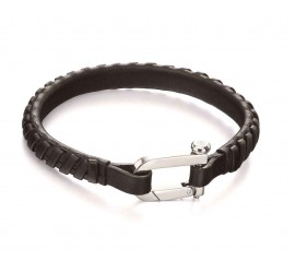 Mon-bijou - D5000 - Bracelet tendance acier inoxydable cuir