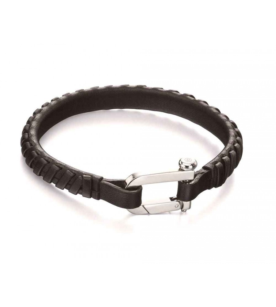 Mon-bijou - D5000 - Bracelet tendance acier inoxydable cuir