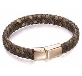 Mon-bijou - D5001 - Bracelet cuir plaqué Or rose en acier inoxydable