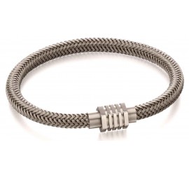 Mon-bijou - D5054 - Bracelet nylon gris en acier inoxydable