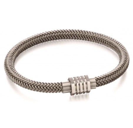 Mon-bijou - D5054 - Bracelet nylon gris en acier inoxydable