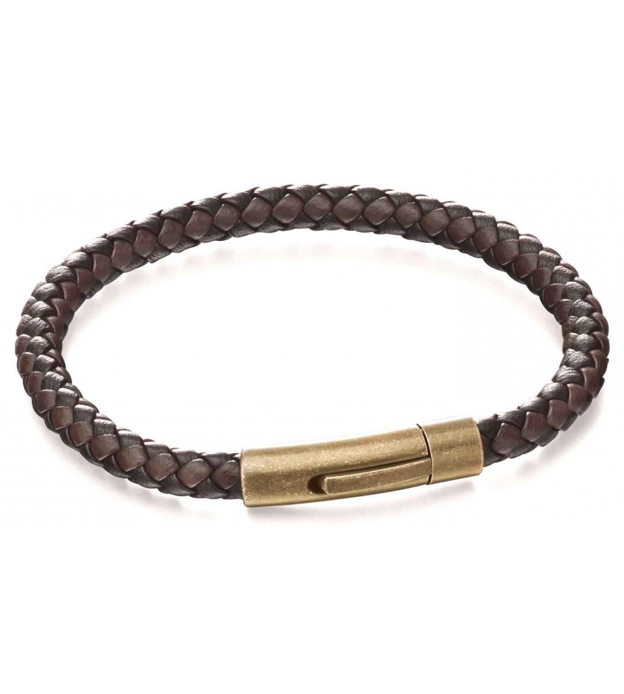 Mon-bijou - D5061 - Bracelet cuir en acier inoxydable