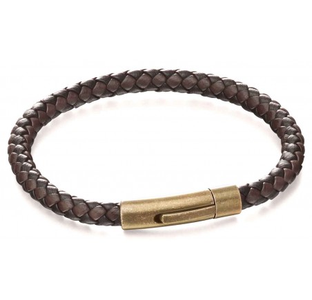 Mon-bijou - D5061 - Bracelet cuir en acier inoxydable