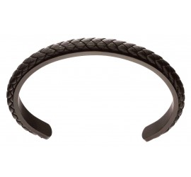 Mon-bijou - D5112 - Bracelet tendance cuir en acier inoxydable
