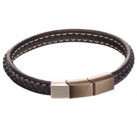 Mon-bijou - D5119 - Bracelet cuir en acier inoxydable