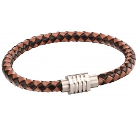 Mon-bijou - D5123 - Bracelet cuir en acier inoxydable