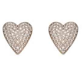 Mon-bijou - D2357 - Boucle d'oreille coeur en diamant sur or blanc 375/1000