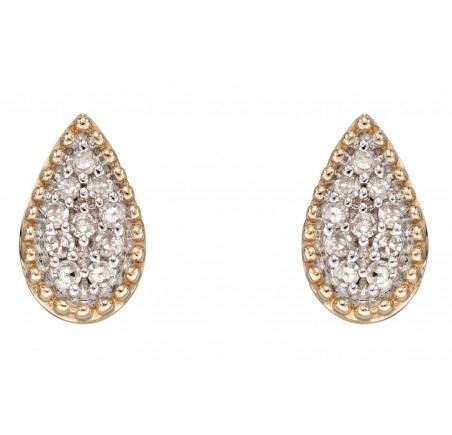 Mon-bijou - D2361 - Boucle d'oreille diamant sur or jaune 375/1000