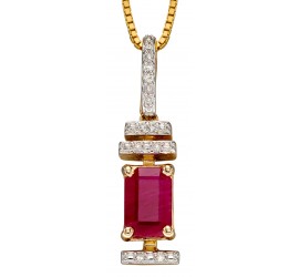 5/Mon-bijou - D2252 - Collier classe rubis et diamant sur or jaune 375/1000