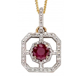 Mon-bijou - D2256 - Collier rubis et diamant sur or blanc 375/1000